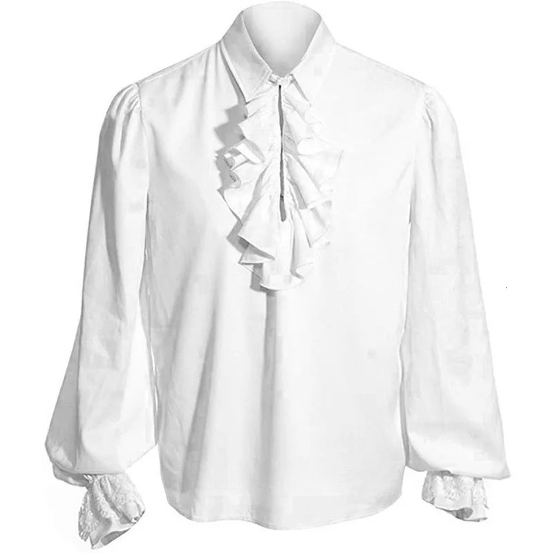 Adult Kids Renaissance Victorian Steampunk Pirate Ruffle Colonial Shirt Top Medieval Halloween Cosplay Costume 250922