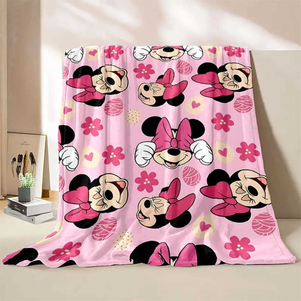 Disney Cute Cartoon Design Minnie Mouse Patterned Kids & Adults' Snuggly Cozy Blanket Pillowcase Set H251119