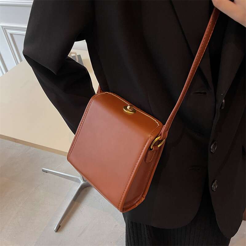 version Of The Ladies Multifunctional Fashion Small Square Solid Color Texture Crossbody Bag Leisure And Versatile