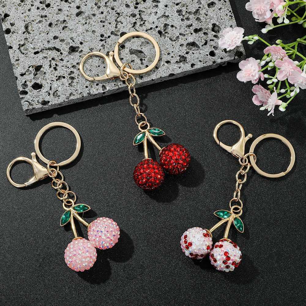 Luxury Cherry Charm Handbag Pendant Keychain for Womens Exquisite Internetfamous Crystal Cherry Bag HighGrade Pendant Y250928