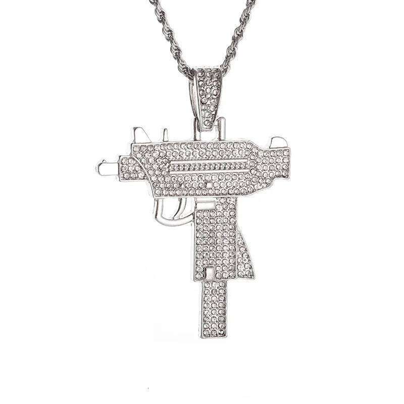 Bling Iced Out Subhine Gun Pendant Necklace for Men Hip Hop Rock Street Party Cool Jewelry