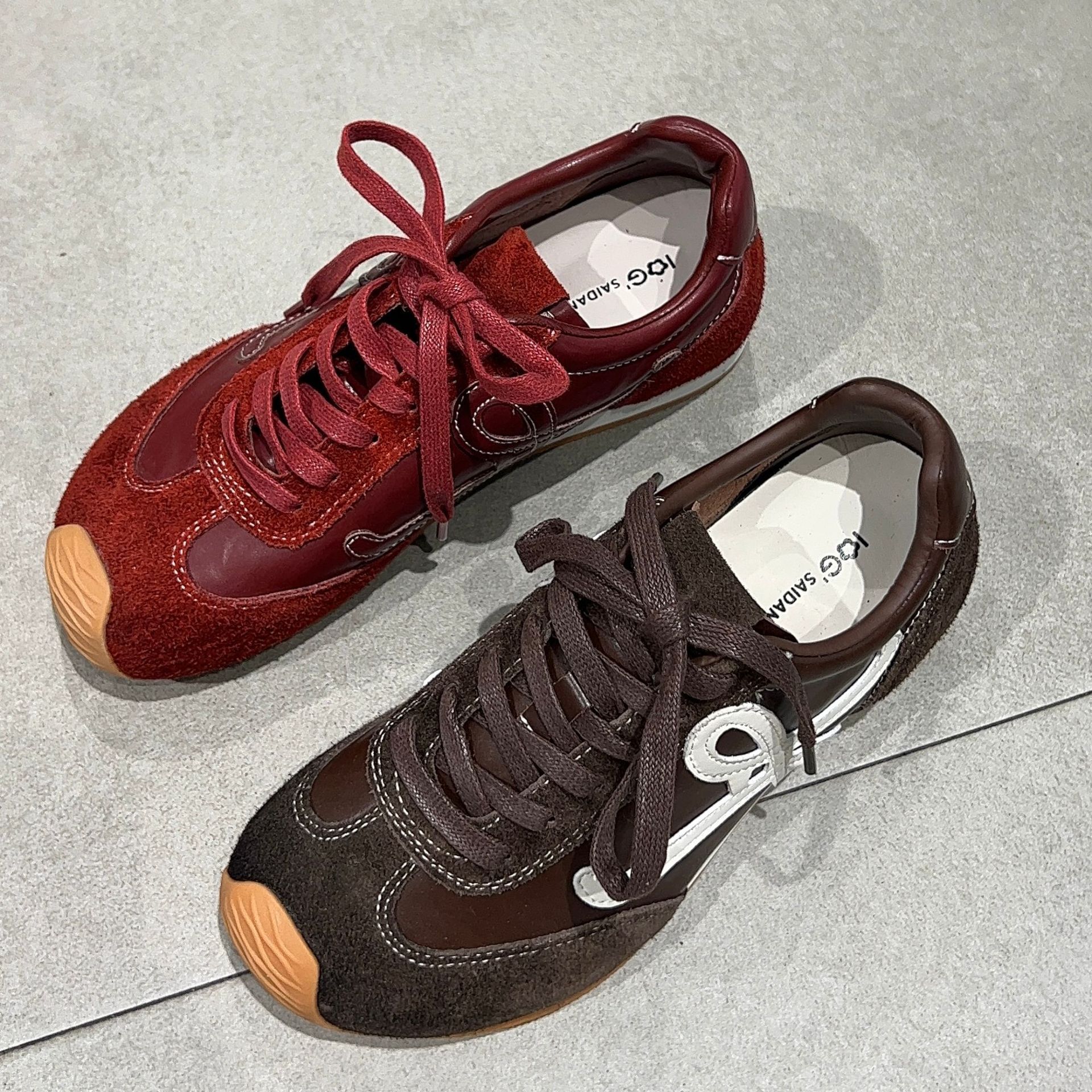 2025 new designer comfortable cowhide sports running dad shoes with invisible height increase