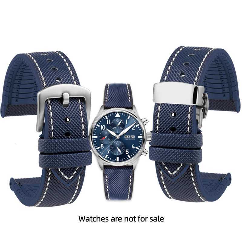 Highquality rubber strAP for IWC Pilot Mark 18 Portuguese Nylon Rubber Bottom Bracelet WATCHband 20mm 21mm 22mm W250928