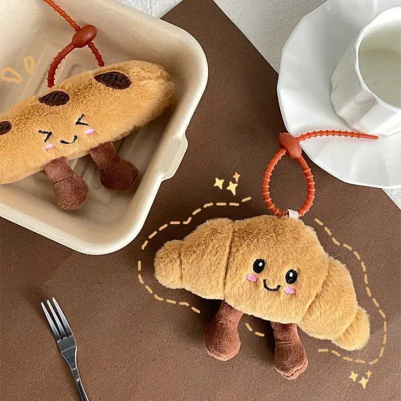 Cute Food Plush Keychain Hanging Accessories Croissant Baguette Pretzel Bread Collection Decorative Anime Keychain Gift for KidsXJ250928