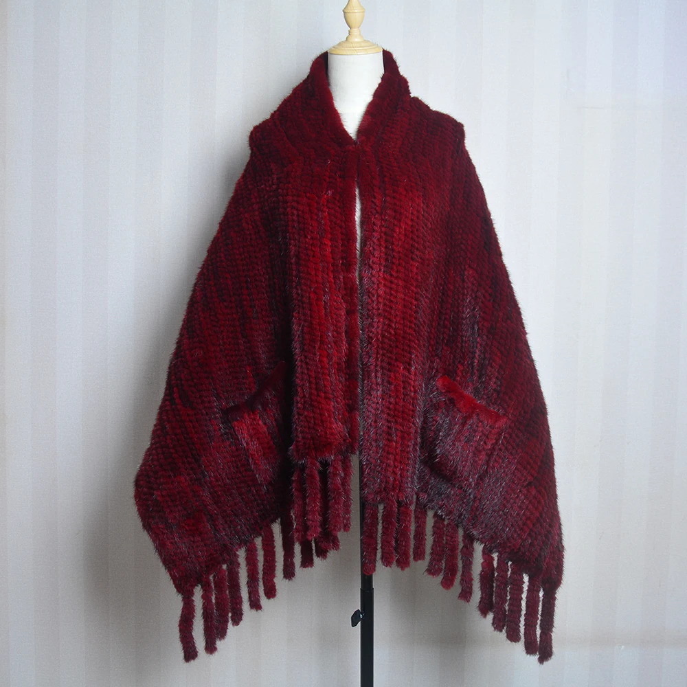 2025 Lady Mink Fur Shawl Scarf Winter 100Natural Mink Fur Real Scarf Shawl Fashion Genuine Mink Fur Ponchos 250928