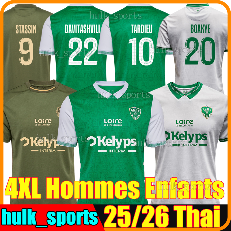4XL 2025/26 AS Saint Etienne Soccer Jerseys ASSE STASSIN BOAKYE CARDONA DAVITASHVILI OLD JOSHUA JABER MILADINOVIC NADE N GUESSAN TARDIEU EKWAH men kids kits sock sets