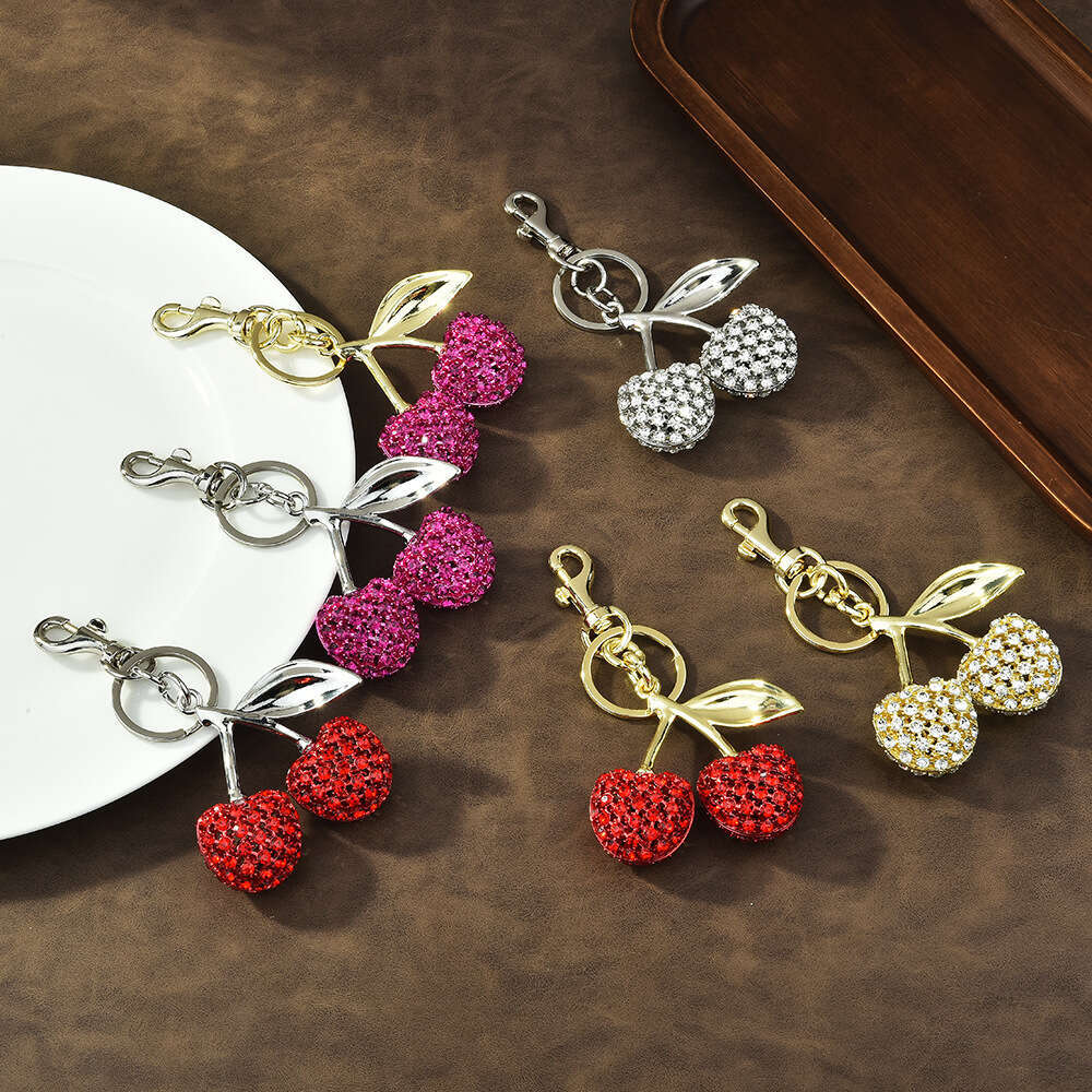 Full Diamond Bag Keychain Fruit Cherry Fashion Pendant