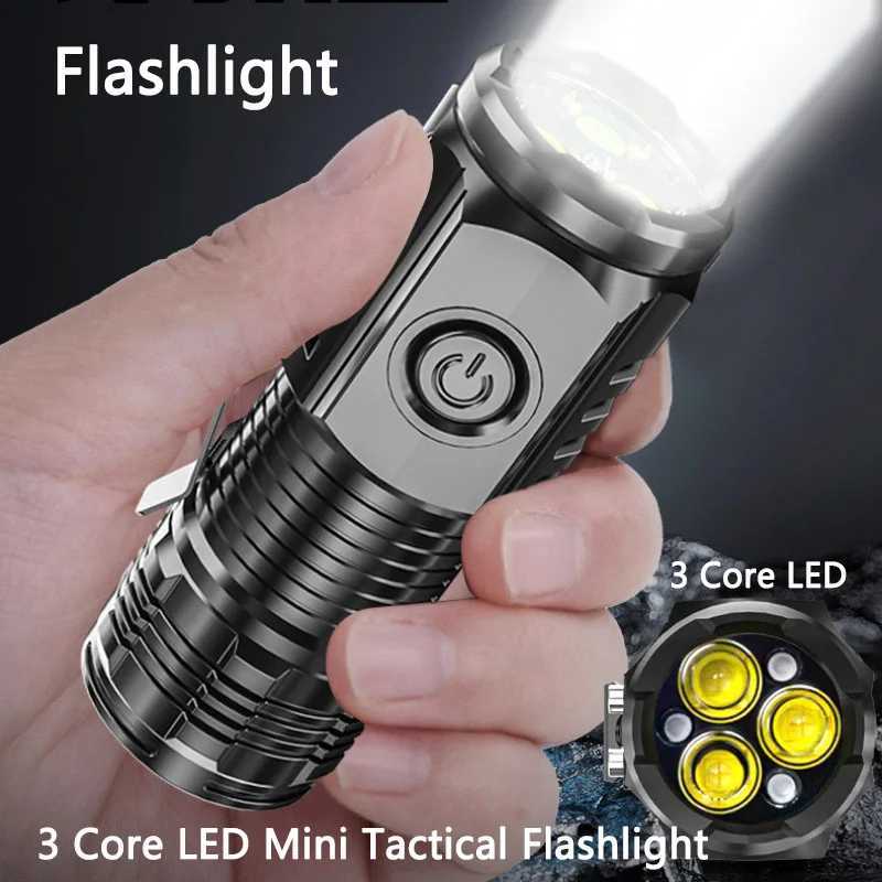 Super Bright USB MINI LED Flashlight Torch Rechargeable Zoom Fishing Lantern Powerful 3 Lighting Mode Outdoors Camping Lamp D250928