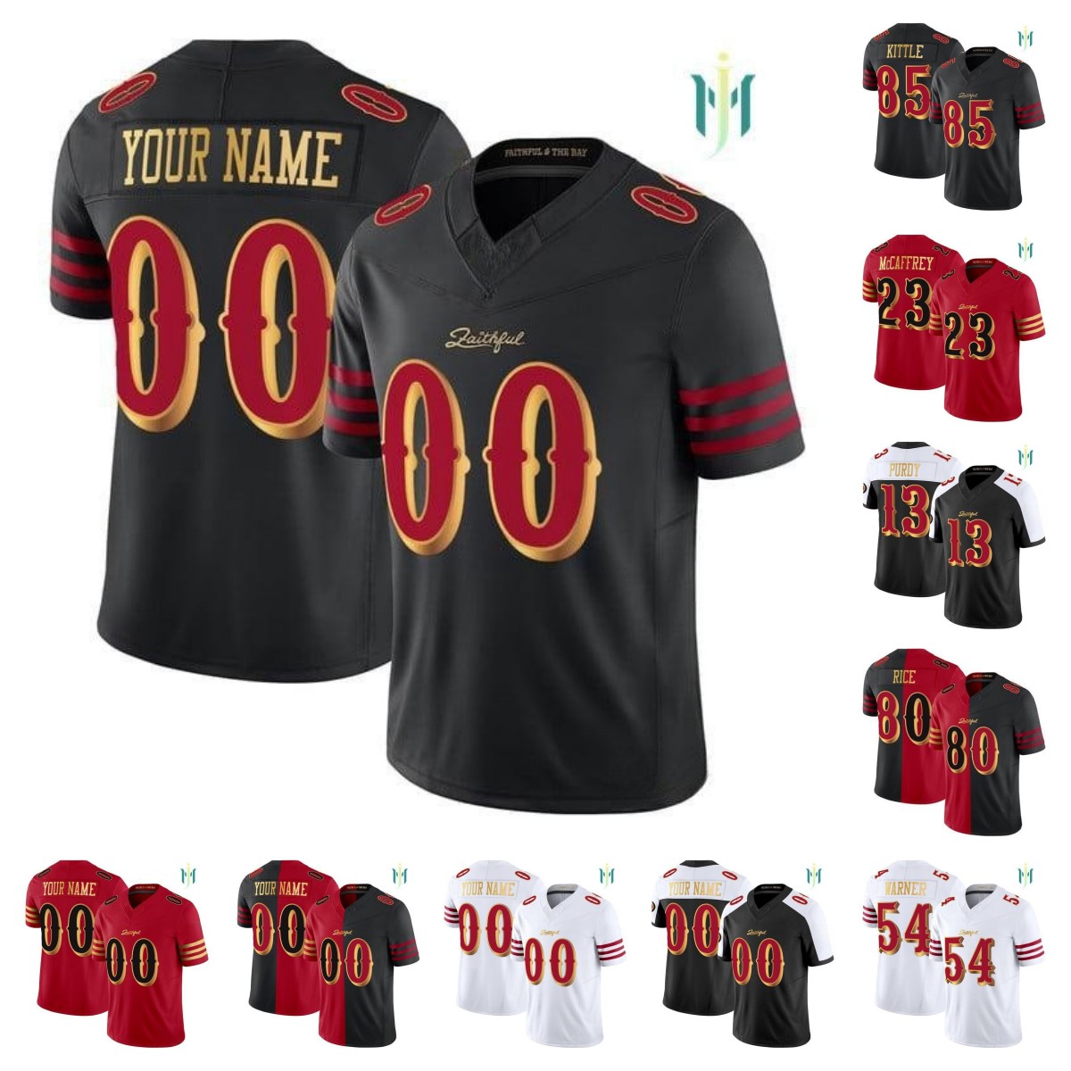 Christian McCaffrey Brock Purdy George Kittle Nick Bosa Fred Warner Jerry Rice Ronnie Lott Joe Montana 2025 Men's custom Football Jersey - all stitched xxs-6xl kids
