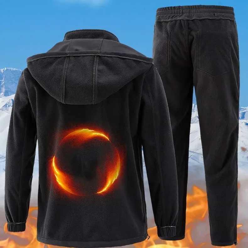 Winter Autumn Tactical Jacket Suit Men Soft Tactical Jackets Waterproof Pants Men Hiking Camping Hood Windbreaker Fleece Jacket W250928