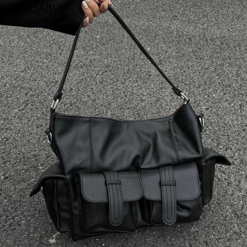Y2k Womens Shoulder Bag Harajuku Chic Gothic Casual Black Large Capacity Handbag Hot Girls Pu Leather Ladies Motorcycle Bag Sac Z250928