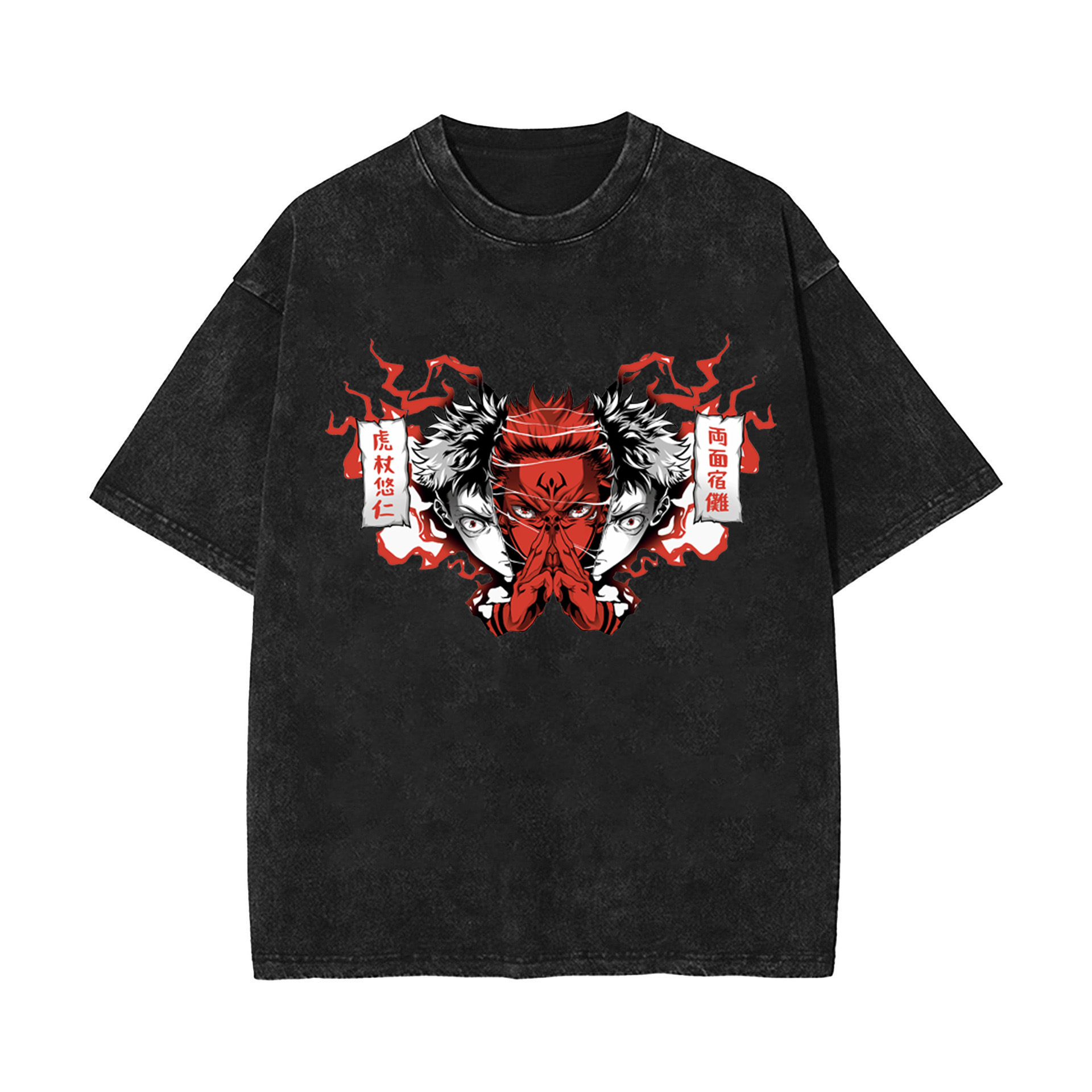 2025 New Summer Jujutsu Kaisen Anime Washed Vintage Short-Sleeve T-Shirt American High-Street Fashion Cotton T-Shirt - TT8925