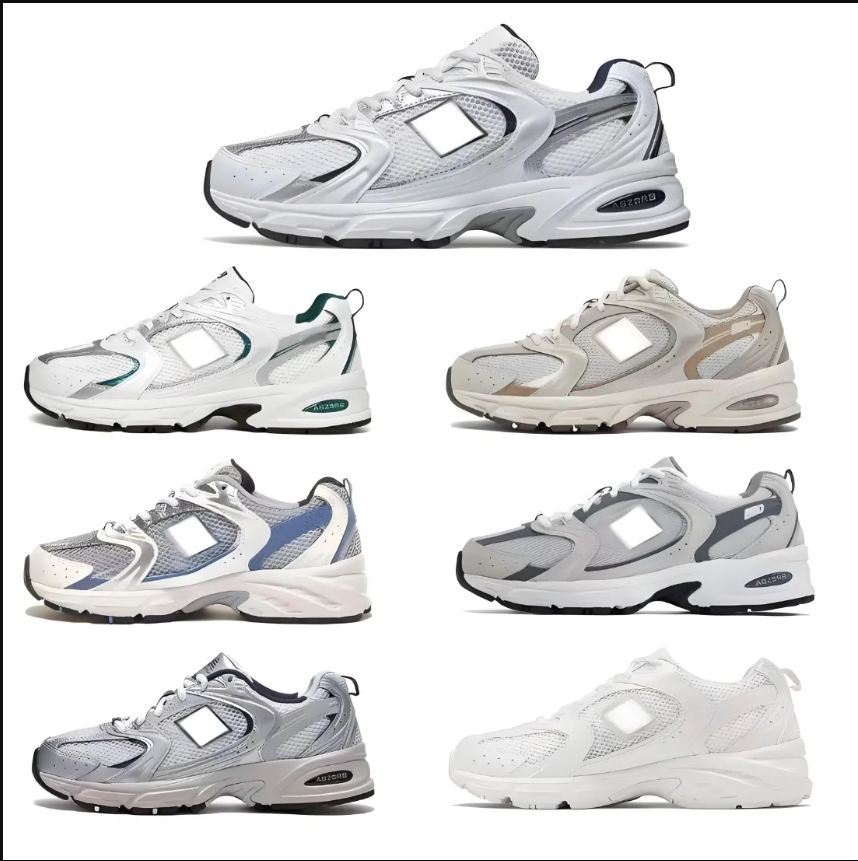 Free shipping Original New NBalance 530 Classic Vintage Mesh Fabric Faux Leather Casual Men's and Women's Running Shoes White Silver MR530 AAA
