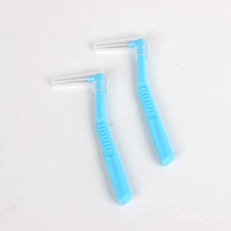 L-type interdental brush for oral cleaning and care, specifically designed for 7-shaped interdental brush