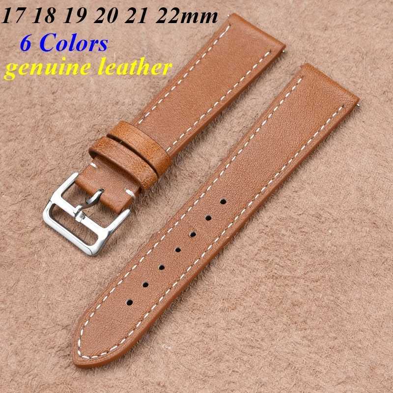 17mm 18mm 19mm 20mm 21mm 22mm Genuine Leather Watch Strap Band Universal Watchband Retro Bracelet Quick Release Bar Wristband W250928