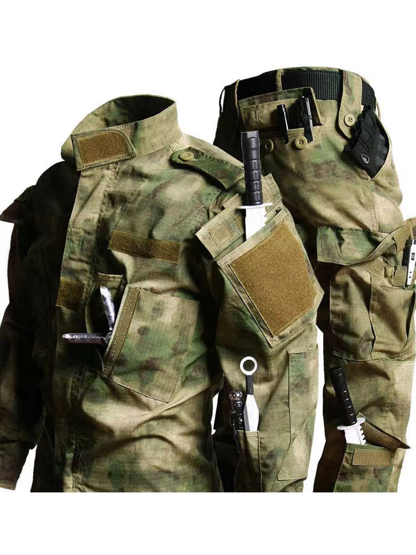 Tactical Jacket Pants Mens Clothing Outfit Camouflage Military ACU Uniform 2PC Set Training Wear Security Officer Uniforms W250928