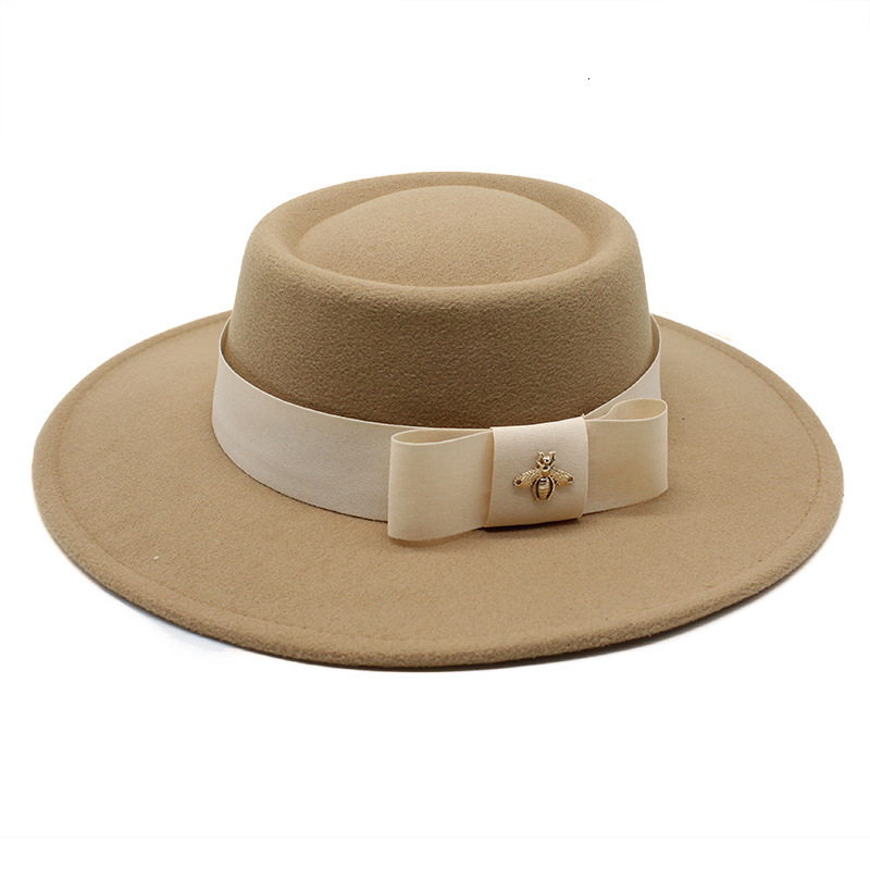 New British elegant ring concave flat top woolen hat 85cm top hat mens and womens fashion flat top woolen top hat 241220