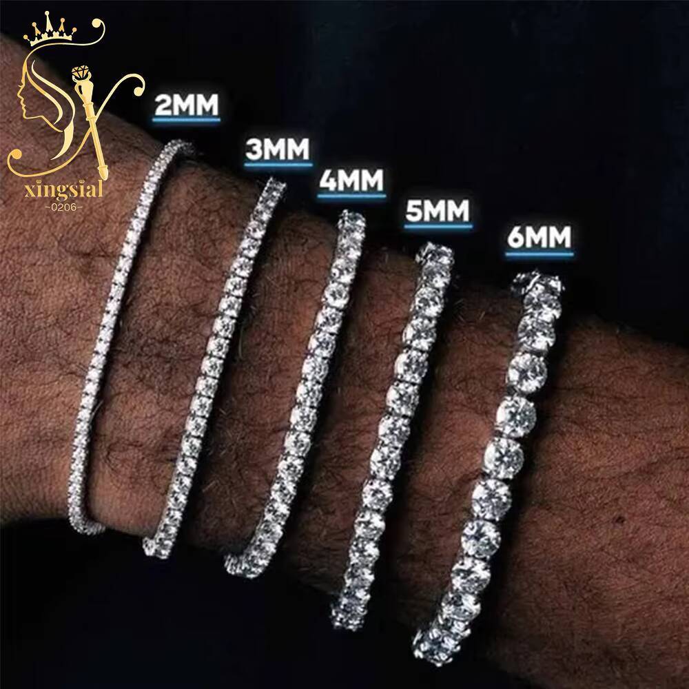 Wholesale Luxury Men Women Hip Hop Fine Jewelry 2mm 3mm 4mm 5mm Diamond 925 Silver Bracelet VVS Moissanite Tennis Chain Necklace