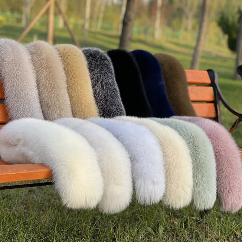 Fox Fur Collar Real Women Winter Fur Hood Decor Real Fur Scarf Female Neck Warmer Natural Fur Shawls Thick Furry Fur Scarves 250928