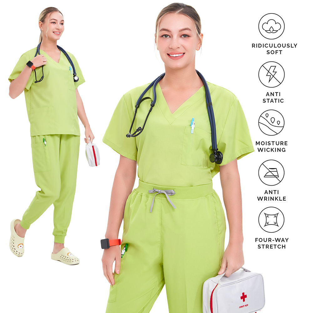Hot Sale Medical Scrubs Uniform for Women Doctor Nurse Outfits Uniform Durable Dental Pediatric Quick-Dry Healthcare Services Set