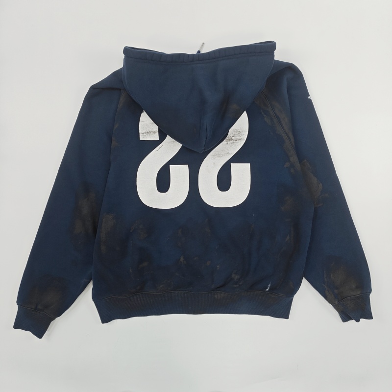 Distressed Printed Zip-Up Hoodie - Spring & Autumn American Retro Casual Jacket, Unisex, Customizable Pattern-03002