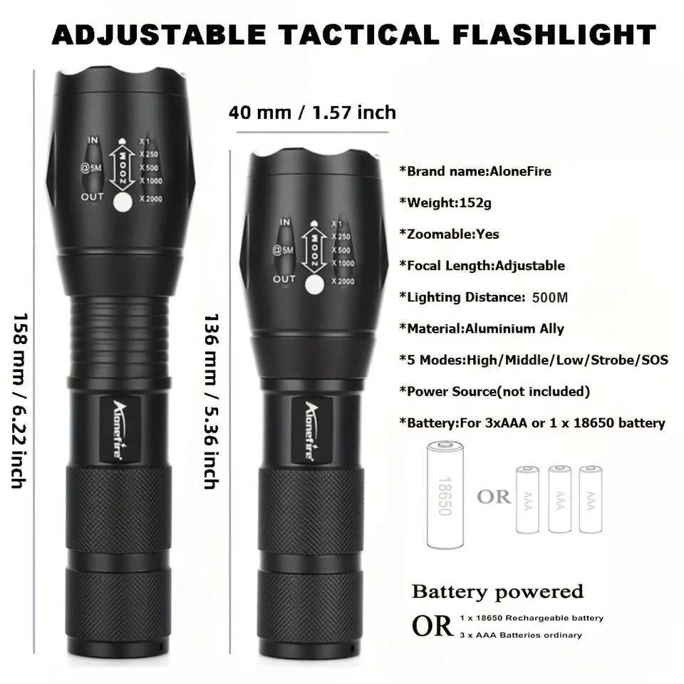 10W Zoom LED Flashlight High Power Camping Hunting Fishing Work Home Outdoor Hiking Climbing Adventure Night Lighting Lamp Torch D250928