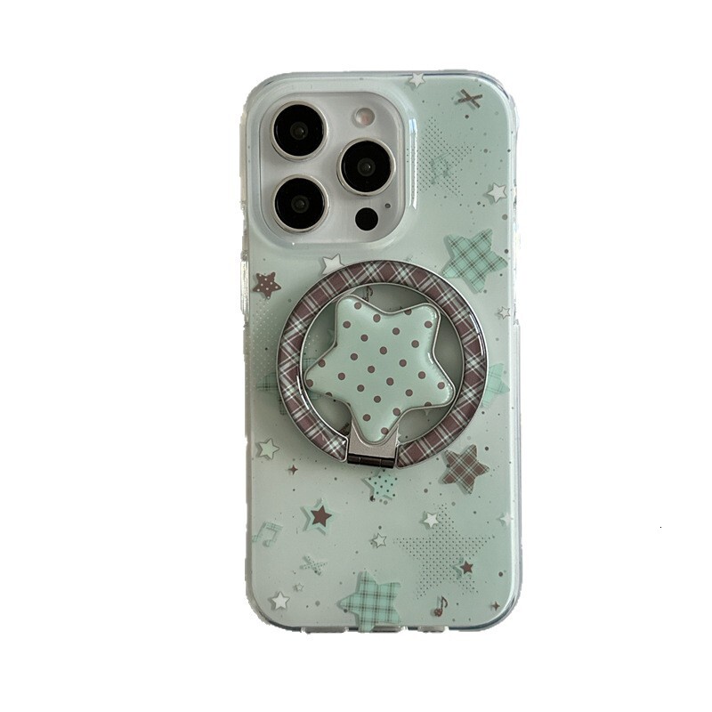 Ins Mint Green Star Double Layer Iphone 17promax Phone Case Compatible With Apple 16pro Magnetic Stand 15pr