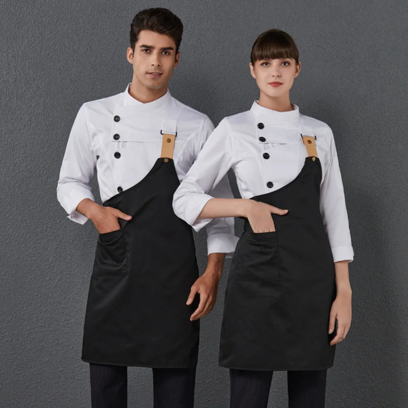 Mens Kitchen Jacket Restaurant Unisex Chef Uniform Women Workwear Cook Costume Long Shirt Cooks Clothes Apron 250611