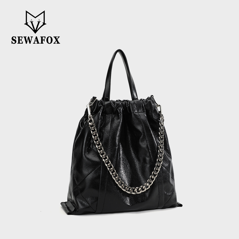 Sewafox Women's Handbag Fashion Tote Bag Casual Shoulder Bag Adjustable Shoulder Strap 12L Black