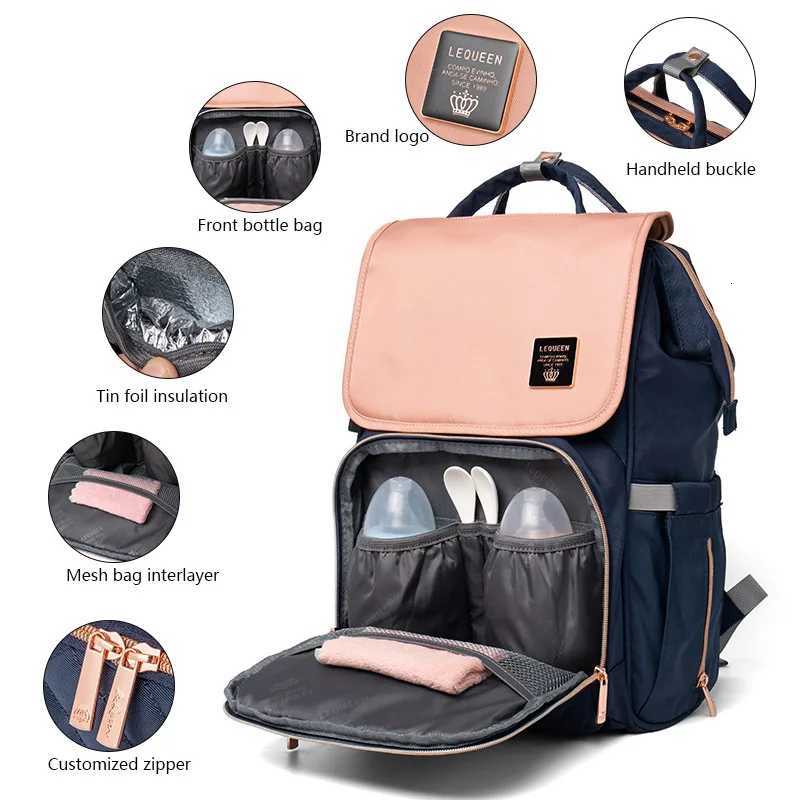 LEQUEEN Multifunction Diaper Bags Large Capaci Baby Bags for Baby Care Changing Bags for Mom Outdoor Materni Backpack BlackXJ250928
