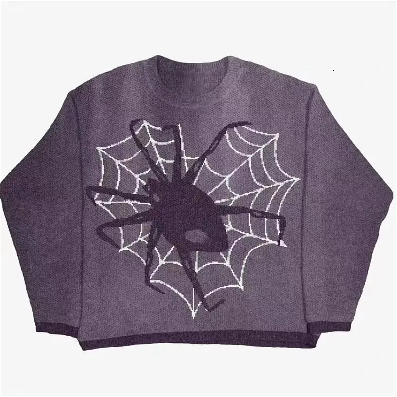 Spider Pullover Knitted Sweater Gothic Punk Hip Hop Rap Retro Loose Y2K Mens Jumper Knitted Extra Large Womens Sweater 240924