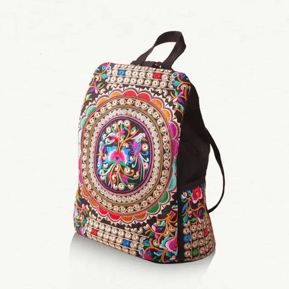 Fashion Vintage Artistic Embroidered Women Canvas Backpacks Handmade Floral Embroidery Rucksack Schoolbag Denim Travel Bags high-quality