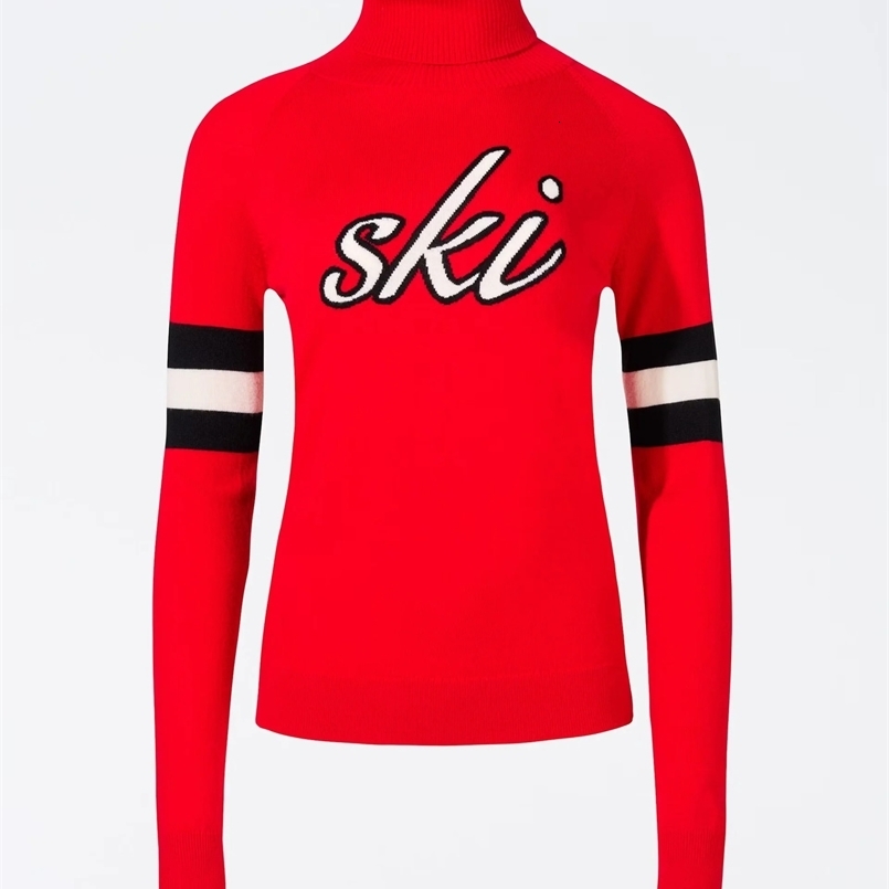 Harajuku Evening Party AutumnWinter Jacquard Knitted Letter Stripe Fashion High Collar Slimming Womens Sweater 250113