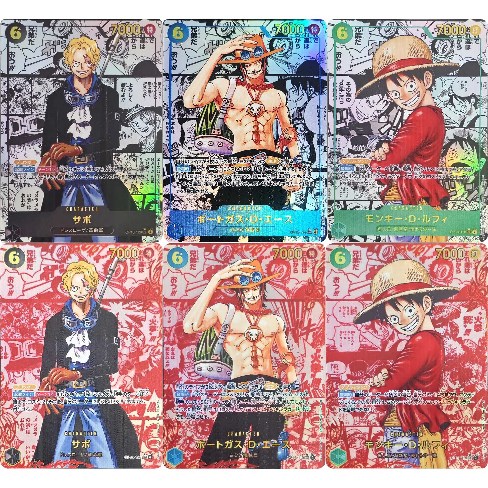 Diy OP13 One Piece Ace Sabo Comics Rare Card Self Made Classic Game Anime Collection Card Gift Toy L250928UANI