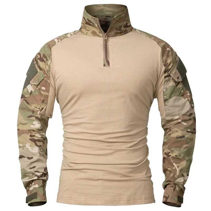 Outdoor Long Sleeve Tactical Shirts Combat Shirt 4 Zipper Ripstop Cotton Wearresisting Camo Airsoft T Shirts Men Clothing W250928