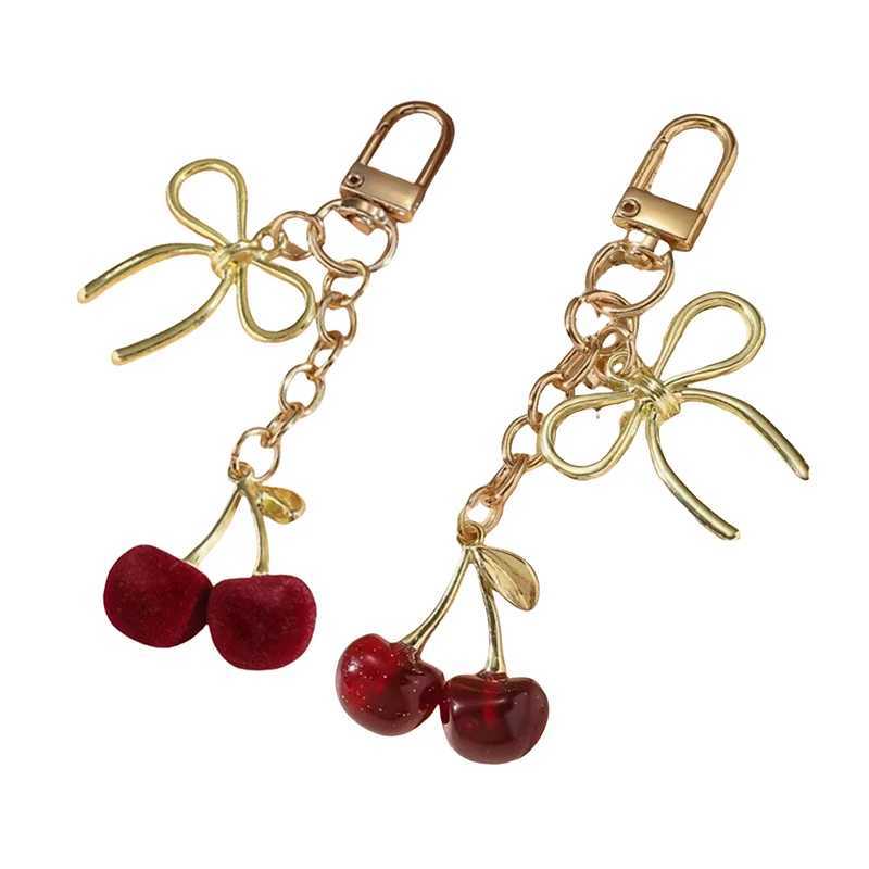 Luxury Fashion Delicious Red Cherry Keychain Summer Fruits Cherries Pendant Keyring For Women Men Jewelry Bag Accessories Gift 2024 Y250929as