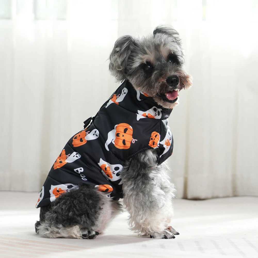Halloween Dog Costume Autumn Winter Warm et Clothes For Small Medium Dogs Cats Pumpkin Print Funny Puppy Coat With Dring X250928