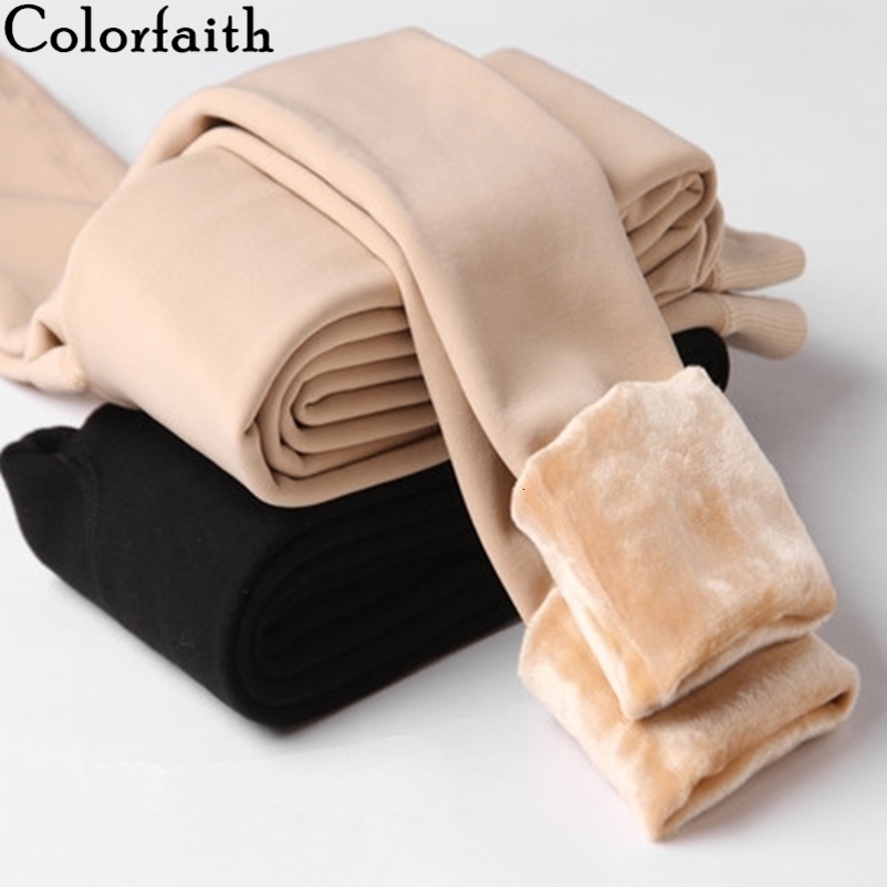 Colorfaith New Spring Winter Woman Warm Leggings Elasticity Pantyhose Push Up Casual Thrilling Sexy Fitness Jeggings Le0036 201103