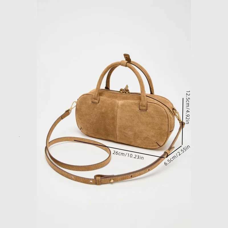 MINI DOUBLE HANDLE SUEDE BAG Luxury Design New in Handbags Womens Casual Baguette Bag with Removable Crossbody Strap Z250928