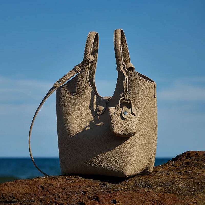 Burminsa Cowhide Genuine Leather Bucket Tote Handbags For Women 2025 Designer Basket Work Ladies Shoulder Crossbody Bags