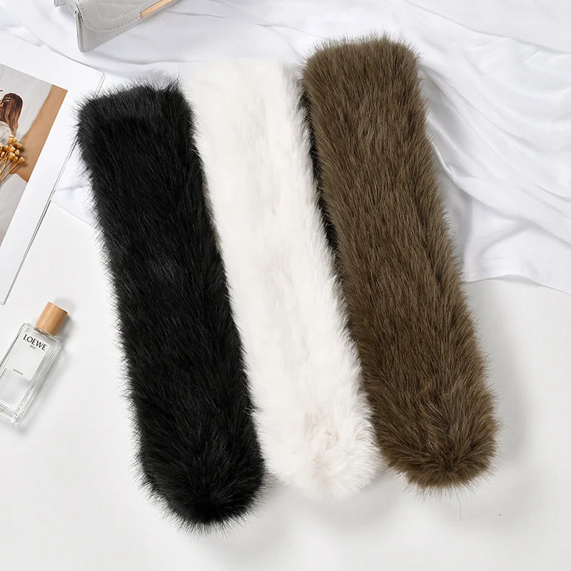 Faux Rabbit Fur Scarf Winter Warm Neckerchief Women Solid Color Neck Muffler Long Plush Shawl Ladies Thick Scarves 250928