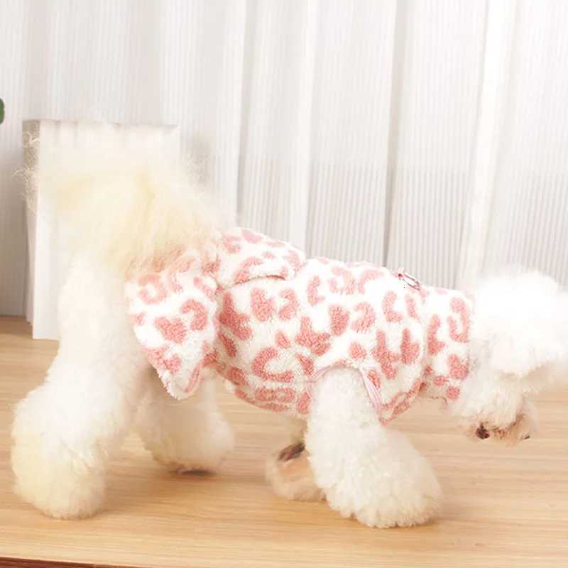 Leopard Dog Dress Coat Winter Fleece Pullover Sweatshirt Pet Clothes Sleeveless Vest Hoodies Puppy Skirt For Small Dogs Chiwawa X250928
