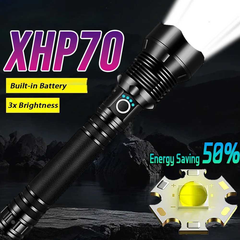 High Power LED Flashlight Super Bright Lantern Zoom Tactical Torch USB Rechargeable Powerful Hand Lamp Camping Outdoor Fishing D2509281