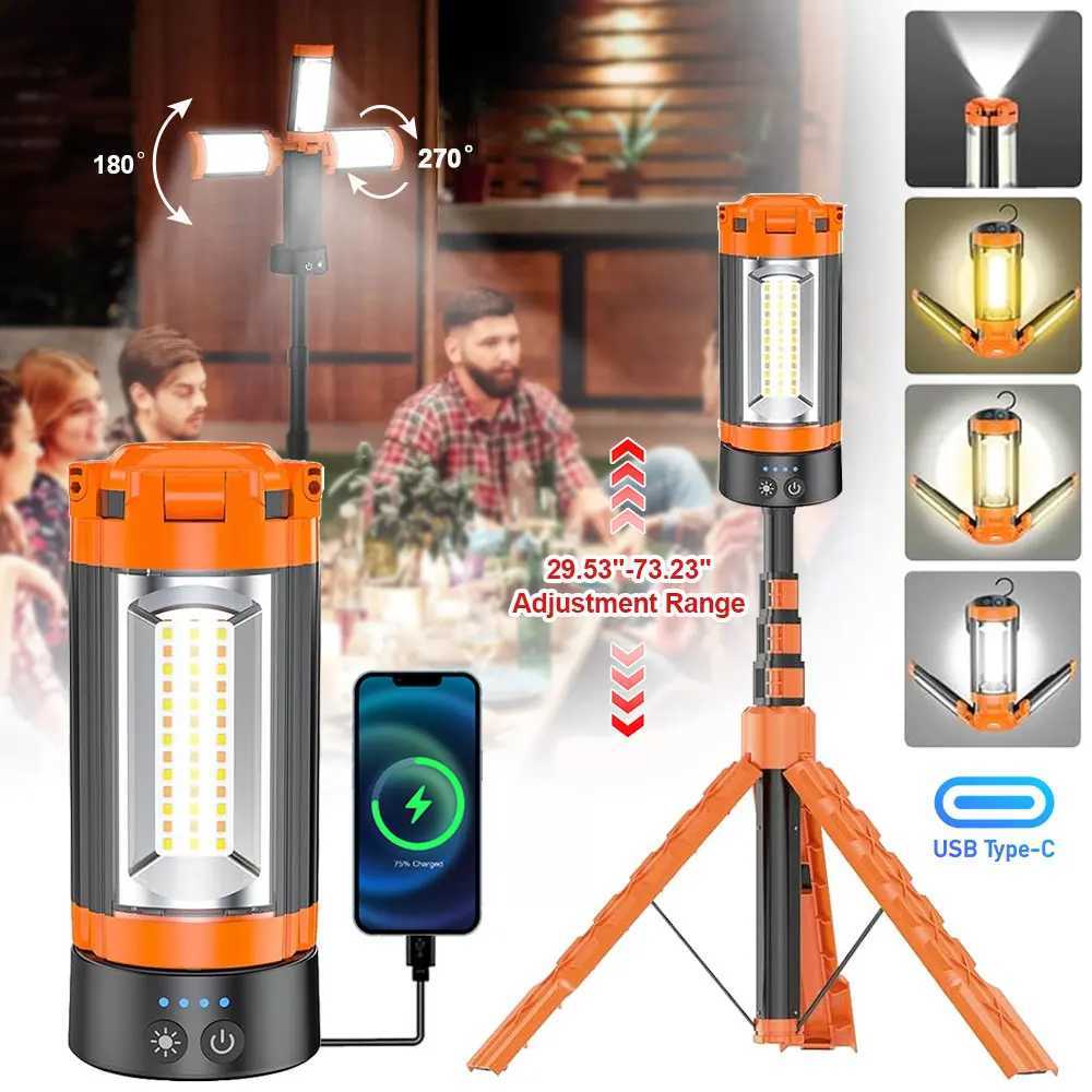 9000mAh Rechargeable Outdoor Hiking Fishing Tent Lamp Super Bright Magnetic Rotatable Telescopic LED RV Camping Lantern C250928