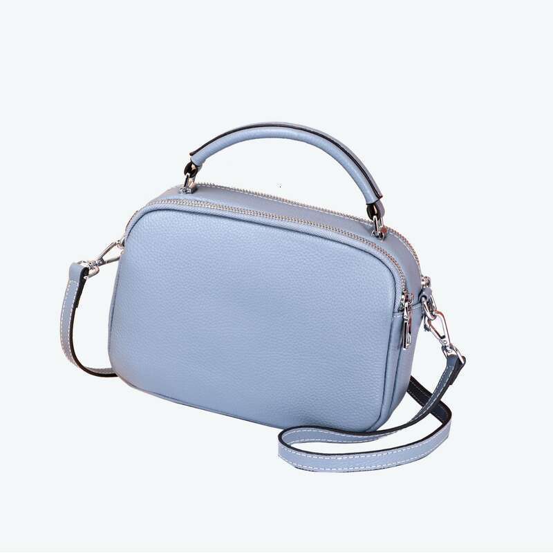 Fashionable top layer cowhide hand-held crossbody women's casual multi compartment handbag, large capacity soft leather