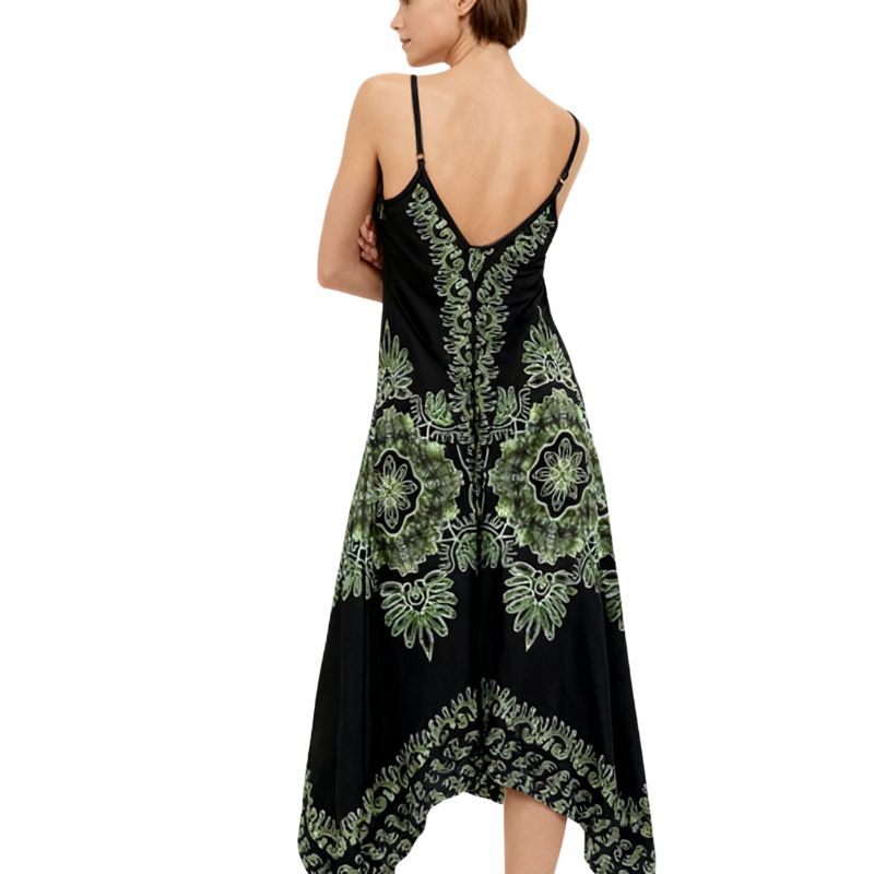 Casual Flowy Spaghetti Strap Maxi Dress with Unique Ethno-Chic Prints Ideal For Everyday Outfits During Summers-CF52551