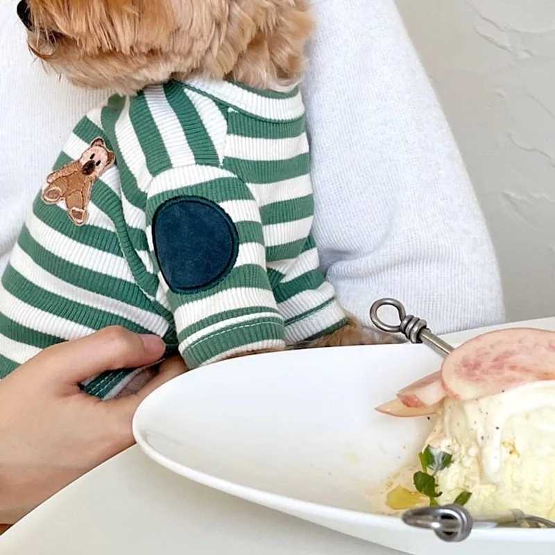 Puppy Striped Bottom Shirt Pet Dog Summer Clothes Thin Teddy TShirt Pomeranian Soft Two Legs Clothes Fashion Pet Vest X250928
