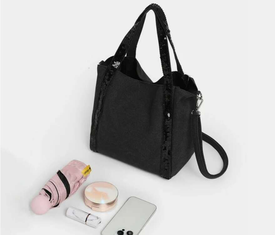 Designer Bags Women Glitter Shoulder Casual Travel Canvas Handbag Sequin Large Capacity Tote Solid Color Fashion Vintage Commuter Bag Hot Selling