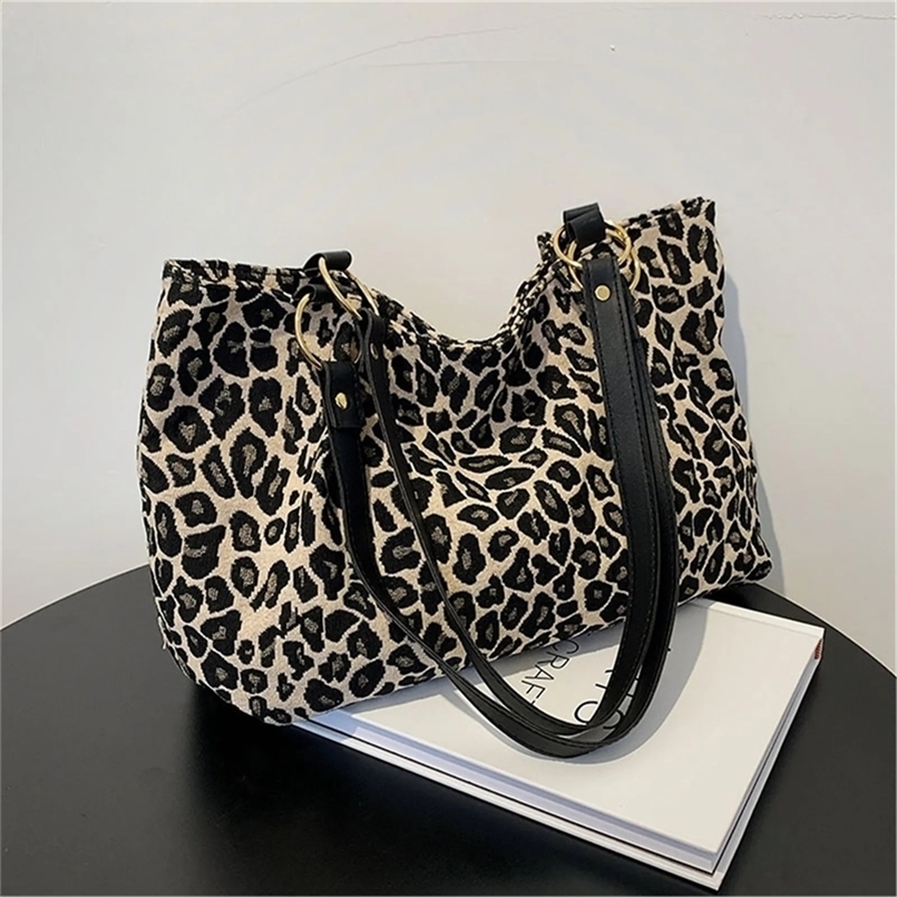 Oversized Leopard Prints Shoulder Bags For Women Fashion Underarm Pouch Large Capacity Retro Handbag Casual Shopping 240925ZYl