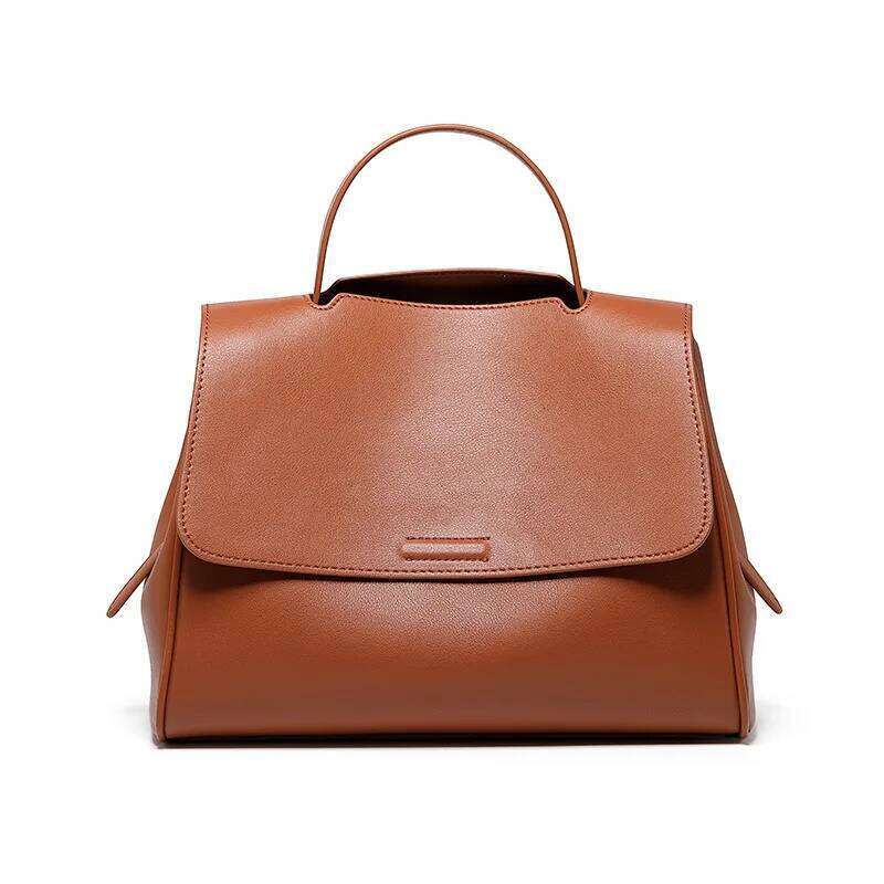 Designer Bag Retro Genuine Leather Women Casual Tote Quality Napa Cowhide Shoulder Handbag Female Office Pures Brown Bag 2021